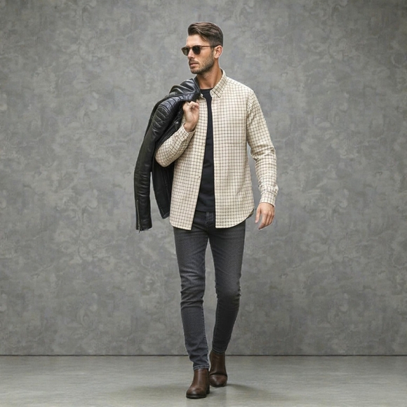 J.Crew Checkered Shirt In Cream & Burgundy- Classic Cut- XL EUC - Picture 9 of 9